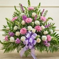 Lavender And White Sympathy Floor Basket